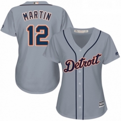 Womens Majestic Detroit Tigers 12 Leonys Martin Replica Grey Road Cool Base MLB Jersey 