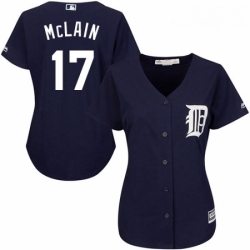 Womens Majestic Detroit Tigers 17 Denny McLain Replica Navy Blue Alternate Cool Base MLB Jersey