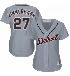 Womens Majestic Detroit Tigers 27 Jordan Zimmermann Authentic Grey Road Cool Base MLB Jersey