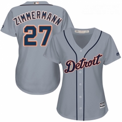 Womens Majestic Detroit Tigers 27 Jordan Zimmermann Replica Grey Road Cool Base MLB Jersey