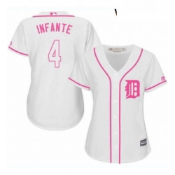 Womens Majestic Detroit Tigers 4 Omar Infante Replica White Fashion Cool Base MLB Jersey