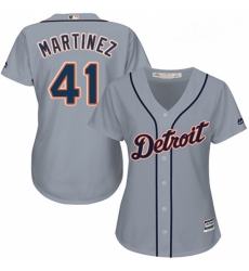 Womens Majestic Detroit Tigers 41 Victor Martinez Replica Grey Road Cool Base MLB Jersey