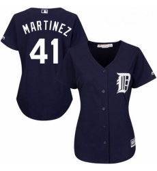 Womens Majestic Detroit Tigers 41 Victor Martinez Replica Navy Blue Alternate Cool Base MLB Jersey