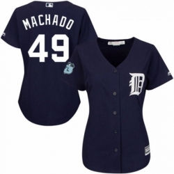 Womens Majestic Detroit Tigers 49 Dixon Machado Authentic Navy Blue Alternate Cool Base MLB Jersey 