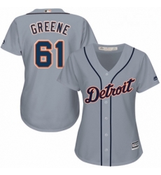 Womens Majestic Detroit Tigers 61 Shane Greene Replica Grey Road Cool Base MLB Jersey 