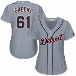 Womens Majestic Detroit Tigers 61 Shane Greene Replica Grey Road Cool Base MLB Jersey 