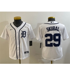 Youth Detroit Tigers 29 Tarik Skubal White Cool Base Stitched Baseball Jersey