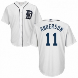 Youth Majestic Detroit Tigers 11 Sparky Anderson Replica White Home Cool Base MLB Jersey 