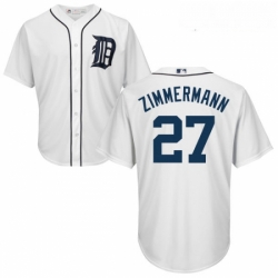 Youth Majestic Detroit Tigers 27 Jordan Zimmermann Authentic White Home Cool Base MLB Jersey