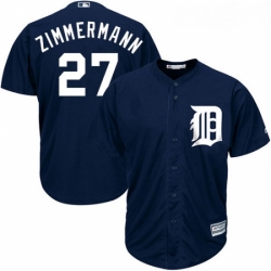 Youth Majestic Detroit Tigers 27 Jordan Zimmermann Replica Navy Blue Alternate Cool Base MLB Jersey