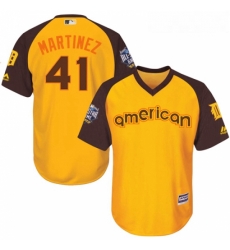 Youth Majestic Detroit Tigers 41 Victor Martinez Authentic Yellow 2016 All Star American League BP Cool Base MLB Jersey