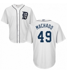 Youth Majestic Detroit Tigers 49 Dixon Machado Authentic White Home Cool Base MLB Jersey 