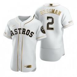 Houston Astros 2 Alex Bregman White Nike Mens Authentic Golden Edition MLB Jersey