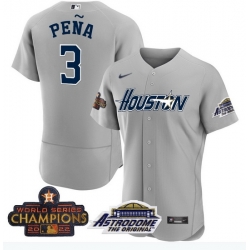 Men Astros Space City 3 Jeremy Pena Gray Champions Flexbase Jersey