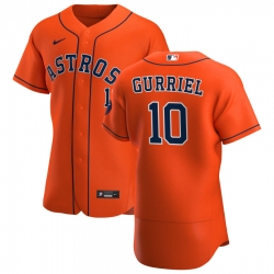 Men Houston Astros 10 Yuli Gurriel Men Nike Orange Alternate 2020 Flex Base Team MLB Jersey