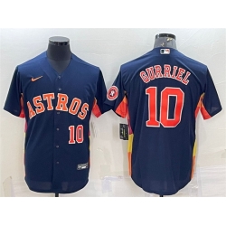 Men Houston Astros 10 Yuli Gurriel Navy With Patch Cool Base Stitched Jersey