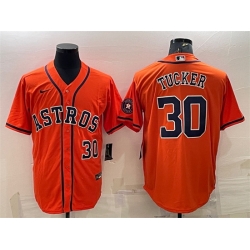 Men Houston Astros 30 Kyle Tucker Orange With Patch Cool Base Stitched Jersey