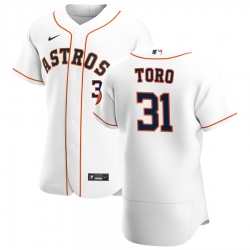 Men Houston Astros 31 Abraham Toro Men Nike White Home 2020 Flex Base Player MLB Jersey