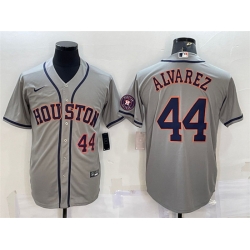 Men Houston Astros 44 Yordan Alvarez Grey With Patch Cool Base Stitched Jersey