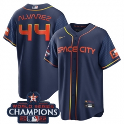 Men Houston Astros 44 Yordan Alvarez Navy 2022 World Series Champions City Connect Stitched Baseball Jersey