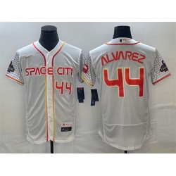 Men Houston Astros 44 Yordan Alvarez White With 2022 World Serise Champions Patch Stitched Baseball Jersey