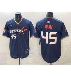Men Houston Astros 45 Tatsuya Imai Navy 2025 City Connect With Texas Patch Limited Stitched Baseball Jersey
