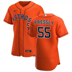 Men Houston Astros 55 Ryan Pressly Men Nike Orange Alternate 2020 Flex Base Team MLB Jersey