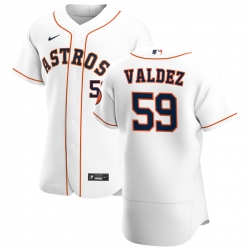 Men Houston Astros 59 Framber Valdez Men Nike White Home 2020 Flex Base Player MLB Jersey