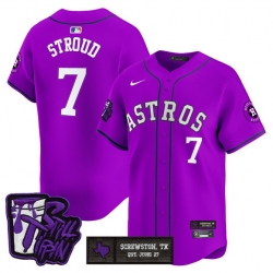 Men Houston Astros  7 C J  Stroud DJ Screw Still Tippin Purple Patch Vapor Limited Stitched Baseball Jersey