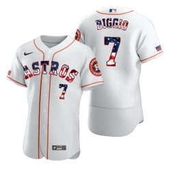 Men Houston Astros 7 Craig Biggio Men Nike White Fluttering USA Flag Limited Edition Flex Base MLB Jersey