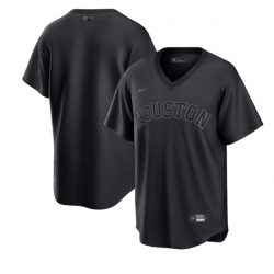 Men Houston Astros Blank Black Pitch Black Fashion Replica Stitched Jersey