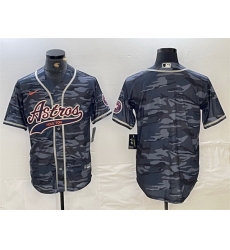 Men Houston Astros Blank Gray Camo With Patch Cool Base Stitched Baseball Jersey 4