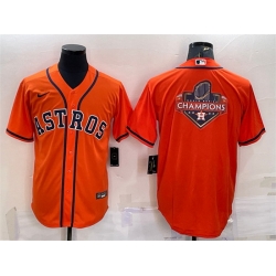 Men Houston Astros Orange 2022 World Series Champions Team Big Logo Cool Base Stitched Jersey