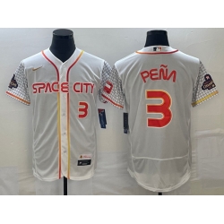 Men's Houston Astros #3 Jeremy Pena Number White 2023 City Connect Flex Base Stitched Jersey