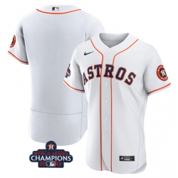 Men's Houston Astros Blank White 2022 World Series Champions Flex Base Stitched Baseball Jersey