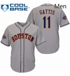 Mens Majestic Houston Astros 11 Evan Gattis Replica Grey Road 2017 World Series Champions Cool Base MLB Jersey