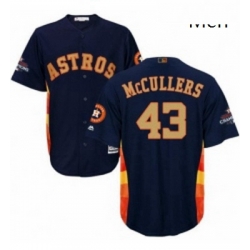 Mens Majestic Houston Astros 43 Lance McCullers Replica Navy Blue Alternate 2018 Gold Program Cool Base MLB Jersey