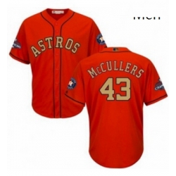 Mens Majestic Houston Astros 43 Lance McCullers Replica Orange Alternate 2018 Gold Program Cool Base MLB Jersey