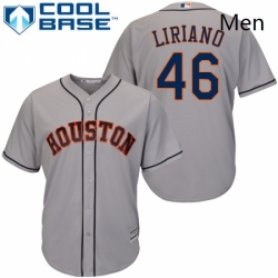 Mens Majestic Houston Astros 46 Francisco Liriano Replica Grey Road Cool Base MLB Jersey 