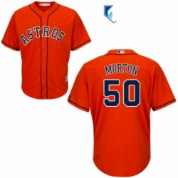 Mens Majestic Houston Astros 50 Charlie Morton Replica Orange Alternate Cool Base MLB Jersey 