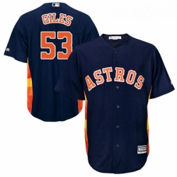 Mens Majestic Houston Astros 53 Ken Giles Replica Navy Blue Alternate Cool Base MLB Jersey 