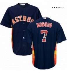 Mens Majestic Houston Astros 7 Craig Biggio Authentic Navy Blue Team Logo Fashion Cool Base MLB Jersey