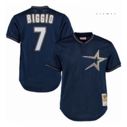 Mens Mitchell and Ness 1997 Houston Astros 7 Craig Biggio Replica Navy Blue Throwback MLB Jersey