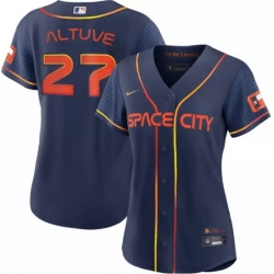 Women Houston Astros 27 Jose Altuve 2022 Navy City Connect Stitched Jersey