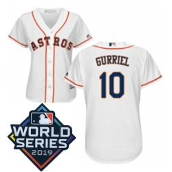 Womens Majestic Houston Astros 10 Yuli Gurriel White Home Cool Base Sitched 2019 World Series Patch jersey