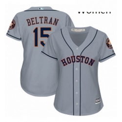 Womens Majestic Houston Astros 15 Carlos Beltran Replica Grey Road Cool Base MLB Jersey