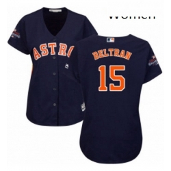 Womens Majestic Houston Astros 15 Carlos Beltran Replica Navy Blue Alternate 2017 World Series Champions Cool Base MLB Jersey