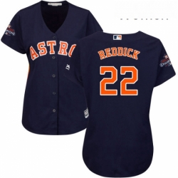 Womens Majestic Houston Astros 22 Josh Reddick Authentic Navy Blue Alternate 2017 World Series Champions Cool Base MLB Jersey