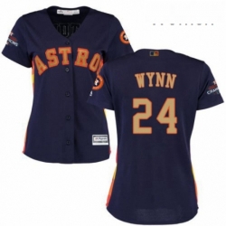 Womens Majestic Houston Astros 24 Jimmy Wynn Authentic Navy Blue Alternate 2018 Gold Program Cool Base MLB Jersey 