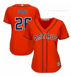 Womens Majestic Houston Astros 26 Anthony Gose Authentic Orange Alternate Cool Base MLB Jersey 